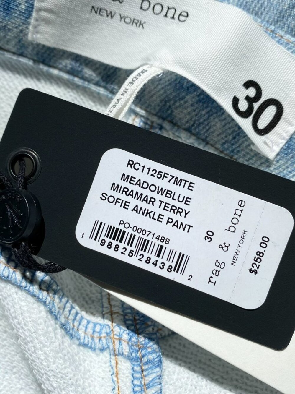 NWT Rag & Bone Miramar Sofie Wide-Leg Pants Sweatpant Jeans 30 Light Blue - Picture 4 of 16